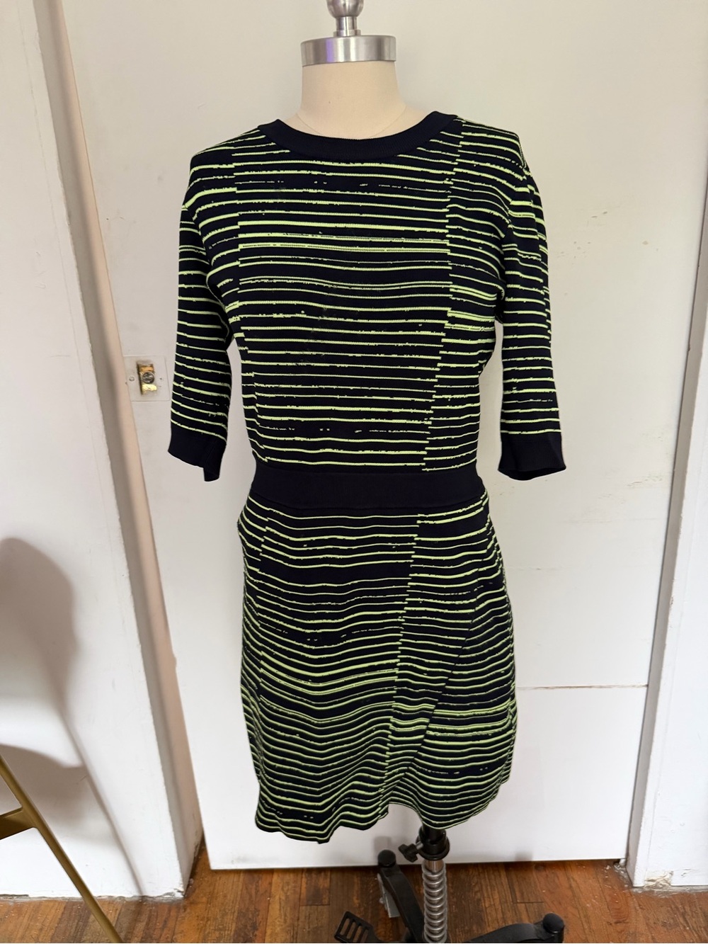 A.L.C. Navy Dress with Neon Green